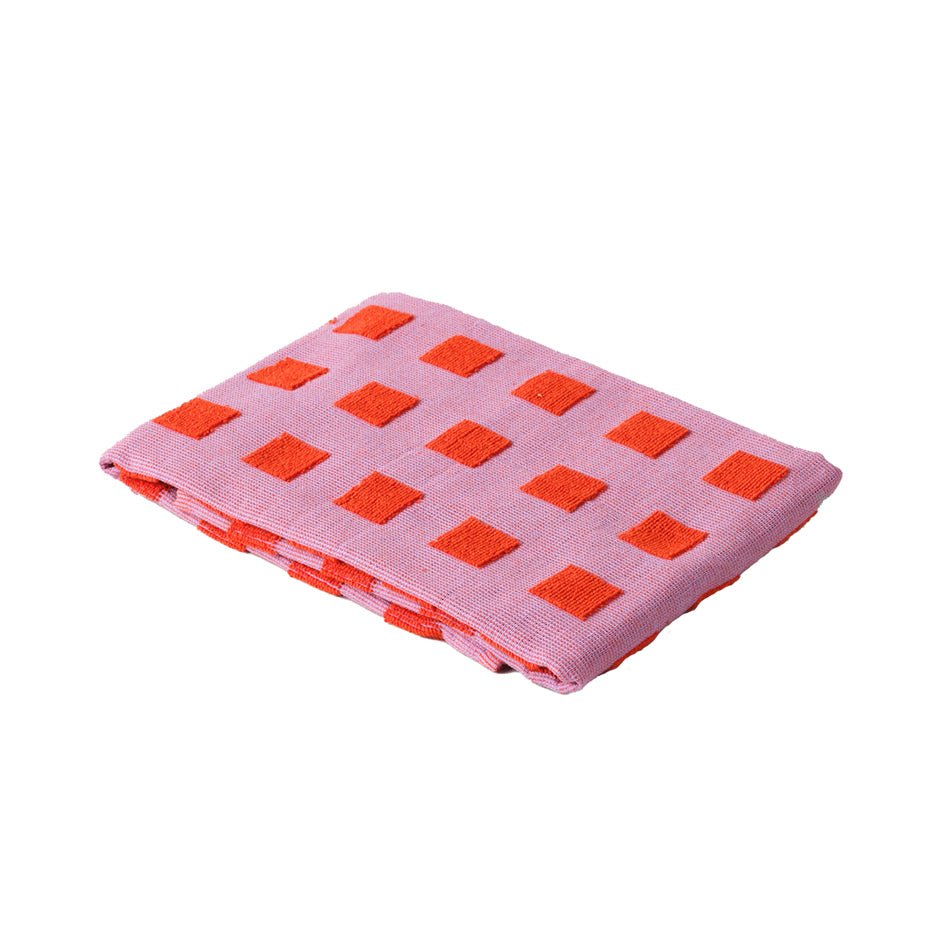 Geruite Grafische Theedoek Oranje Rose - Wrap - SuperMatique