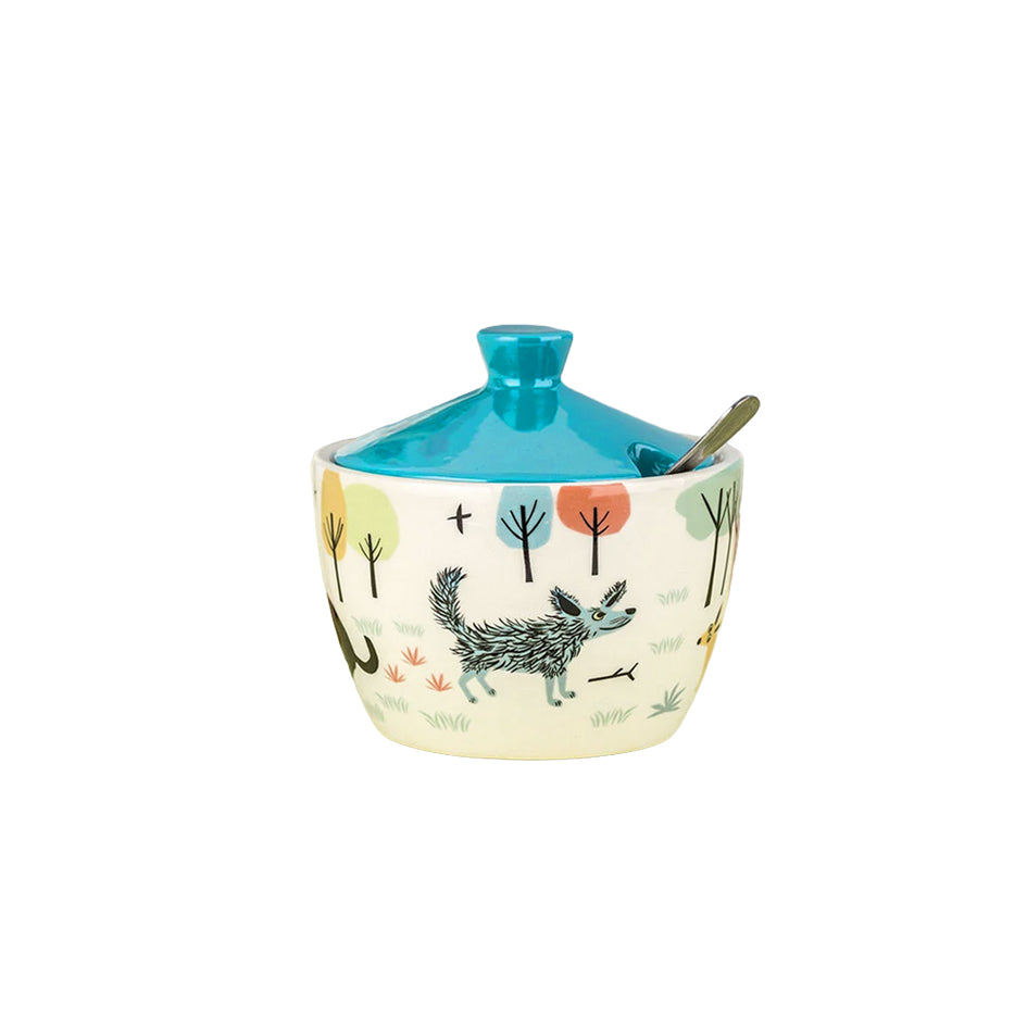 Afbeelding van suikerpot met deksel en illustraties van hondjes Hannah Turner Ceramics - SuperMatique