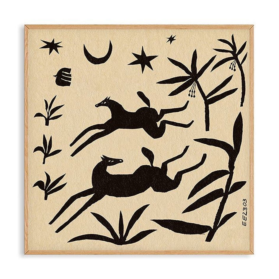 'Papercut Horses' Twee Zwarte Paarden Art Print - Enikő Eged - SuperMatique