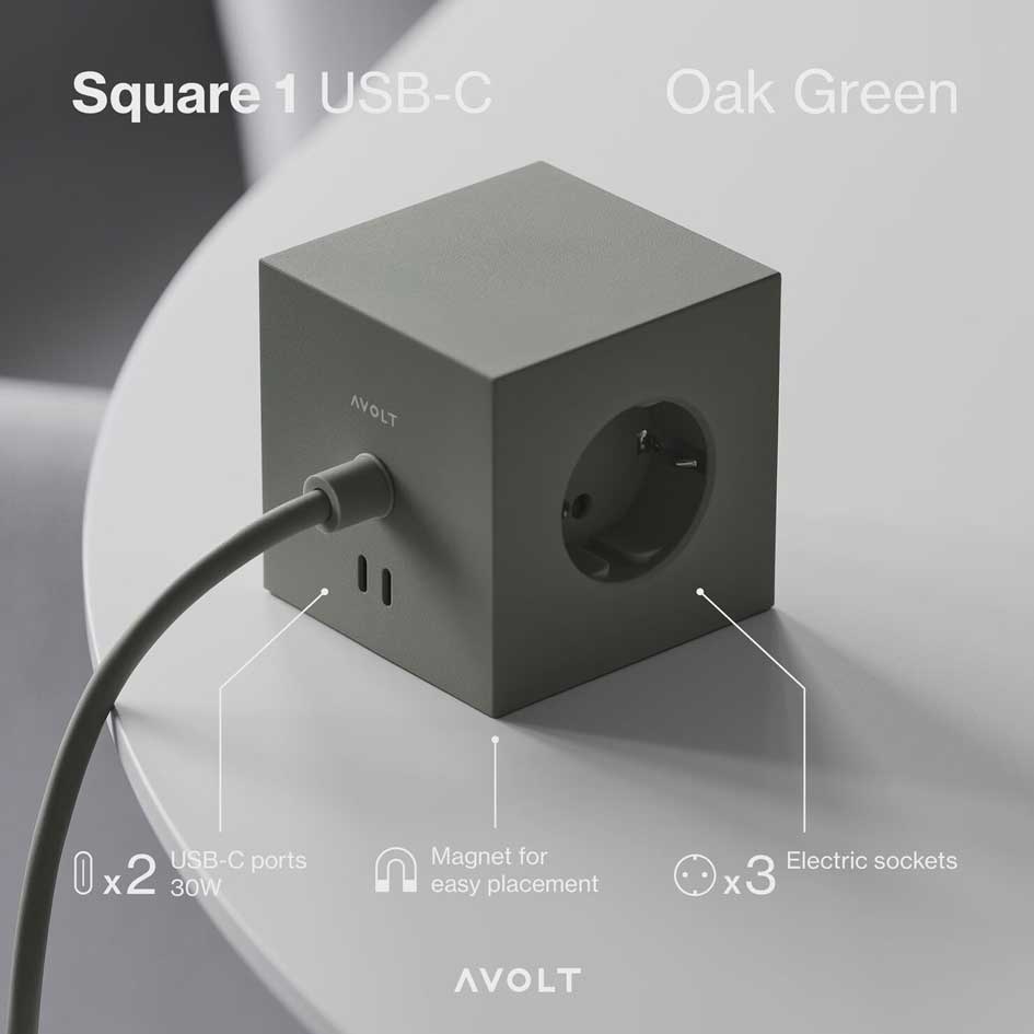 Square 1 Stekkerdoos Met USB - C Aansluiting - Avolt - SuperMatique