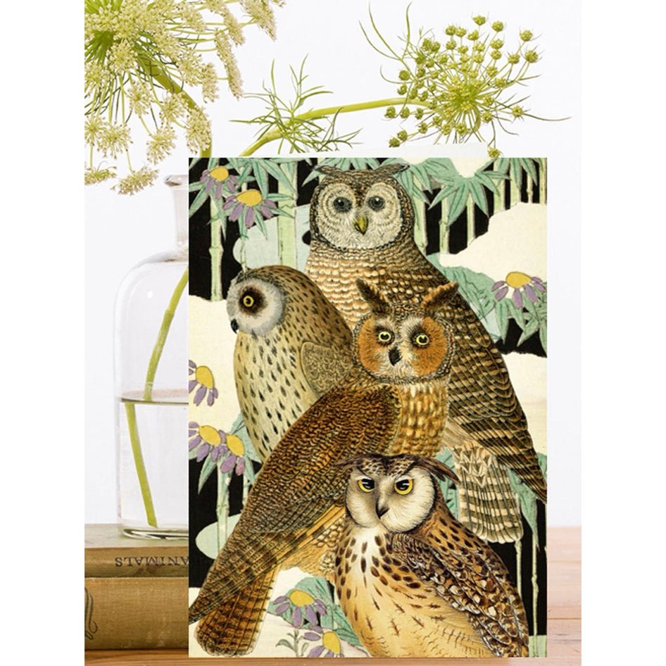 Wenskaart 'Owls in the Japanese Garden' - Madame Treacle - SuperMatique