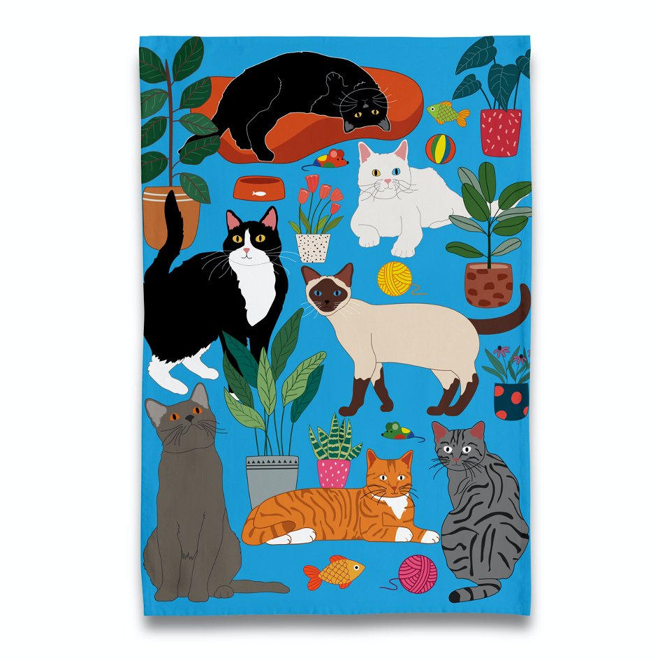 At Home with Kitty Cats theedoek - SuperMatique