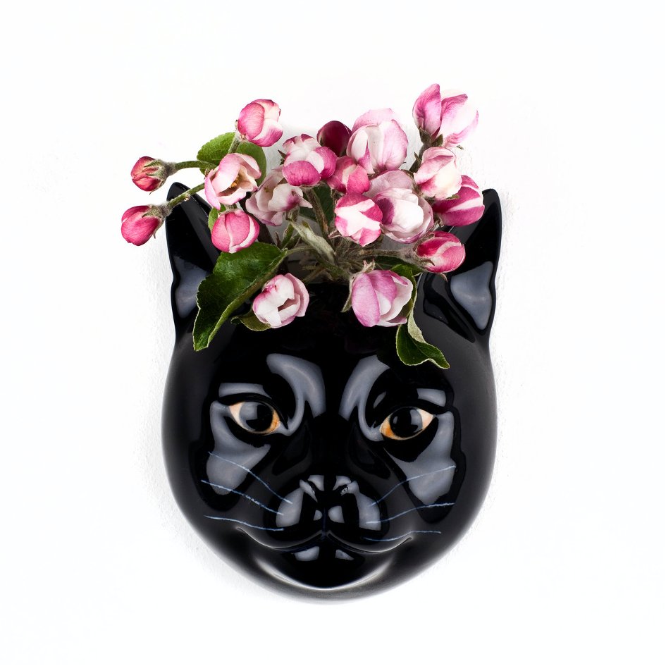 Zwarte Kat Lucky Wandvaas Quail Ceramics - SuperMatique