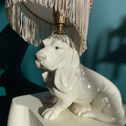 Afbeelding van vintage keramiek lamp in vorm van een wit Cocker Spaniel hondje t.i.p. lights - SuperMatique