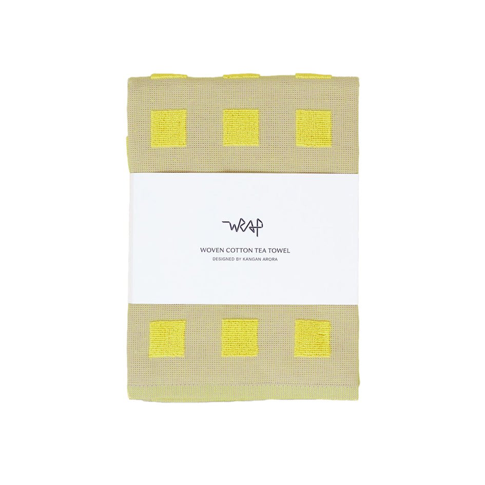 Geruite Grafische Theedoek Geel Beige - Wrap - SuperMatique