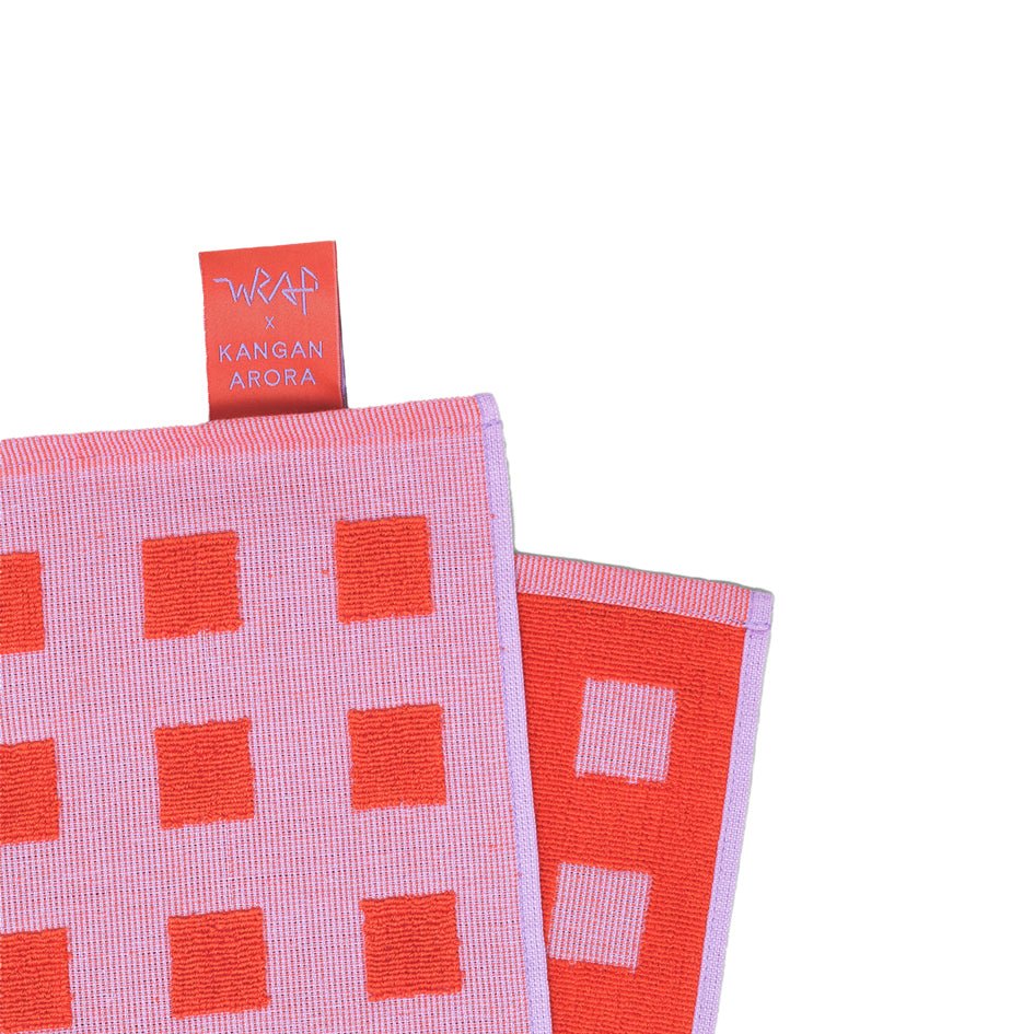 Geruite Grafische Theedoek Oranje Rose - Wrap - SuperMatique