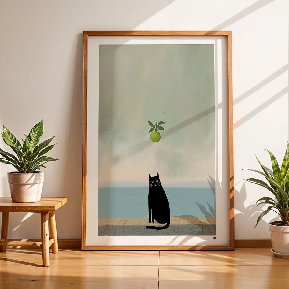 Magritte Zwarte Kat Met Appel Art Print - Niaski - SuperMatique