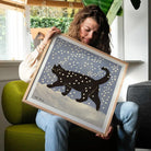 'Snow Cat' Kat in Sneeuw Art Print - Enikő Eged - SuperMatique