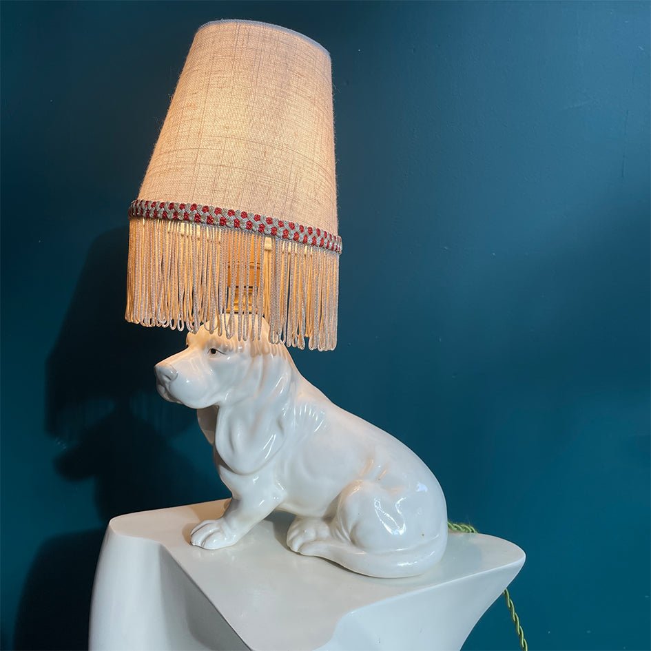 Vintage Keramiek Witte Cocker Spaniël Tafellamp - t.i.p. Lights - SuperMatique