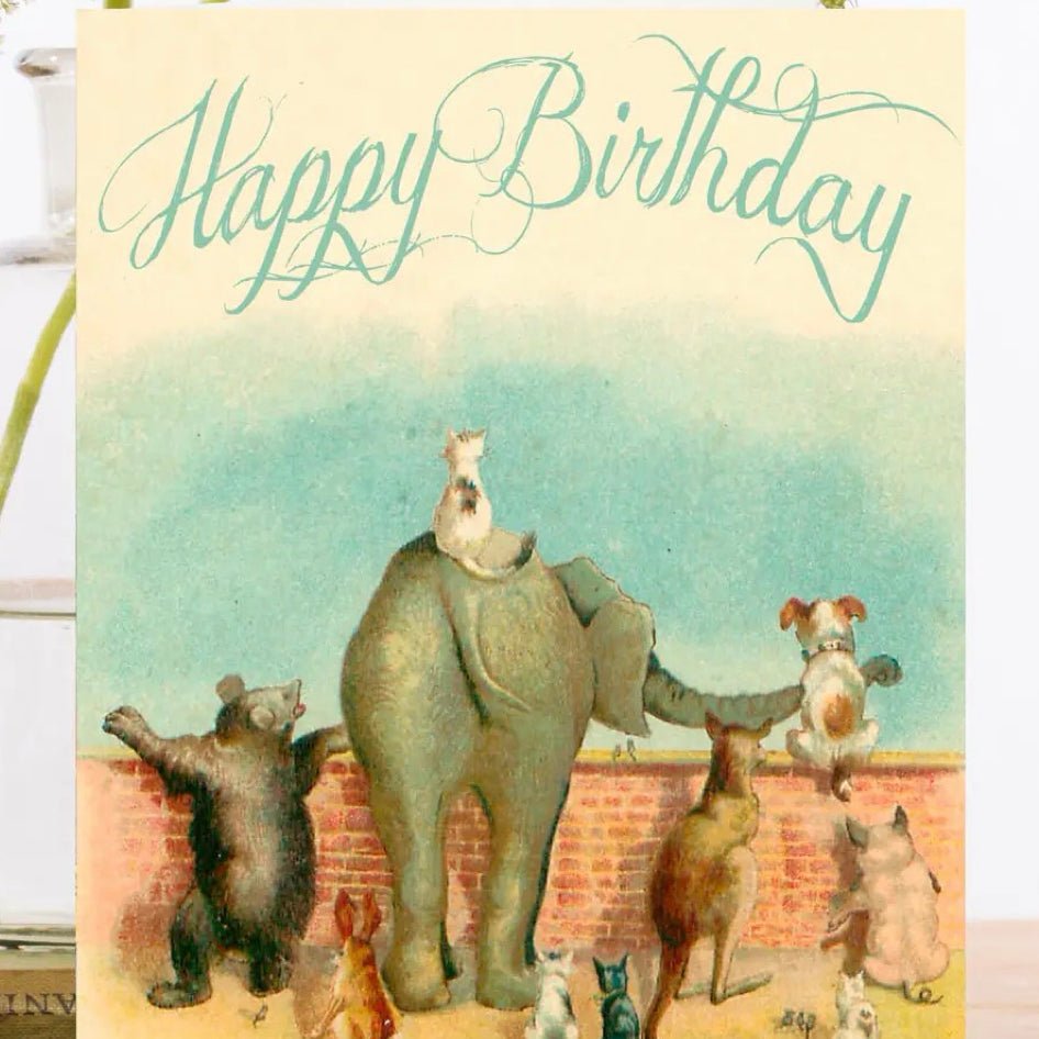 Wenskaart "Looking over the Wall" Happy Birthday - Madame Treacle - SuperMatique