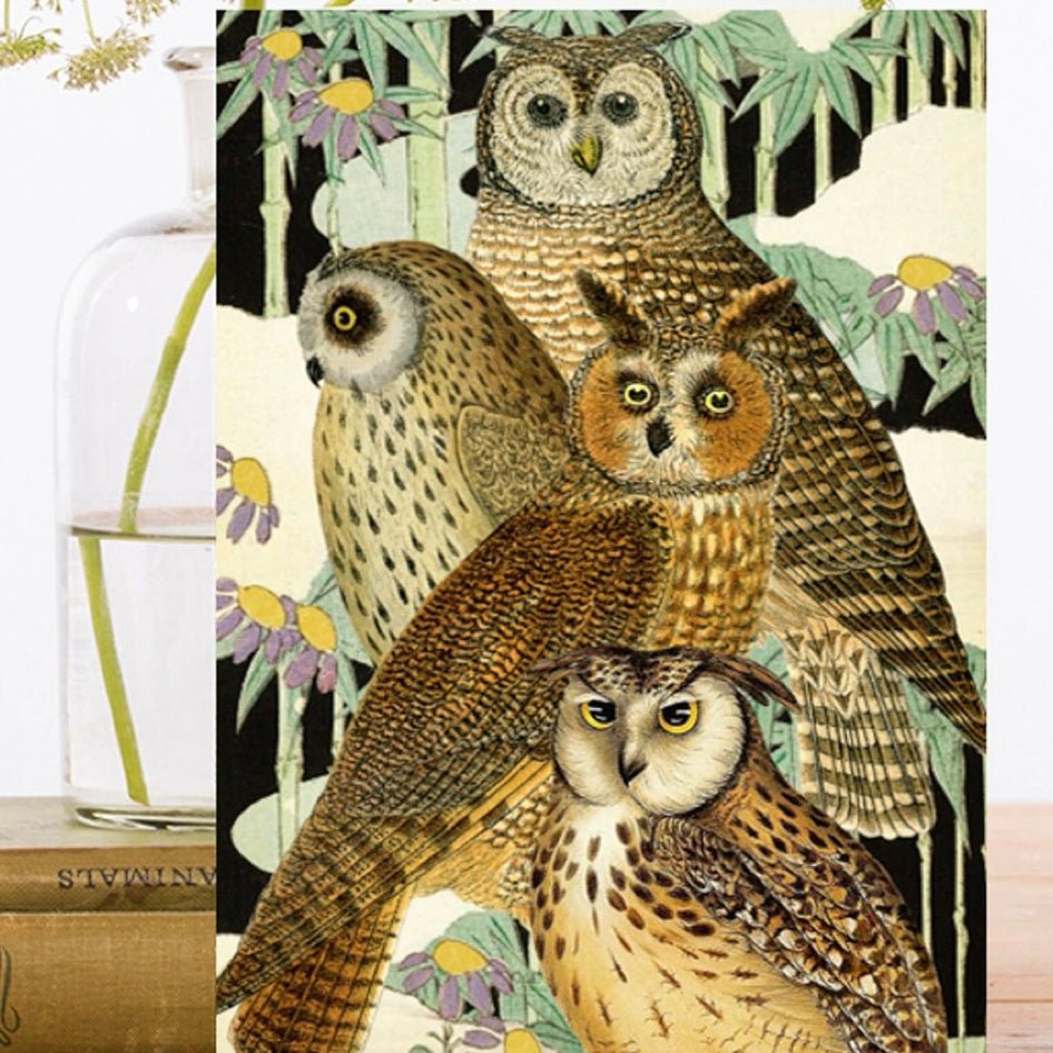 Wenskaart 'Owls in the Japanese Garden' - Madame Treacle - SuperMatique
