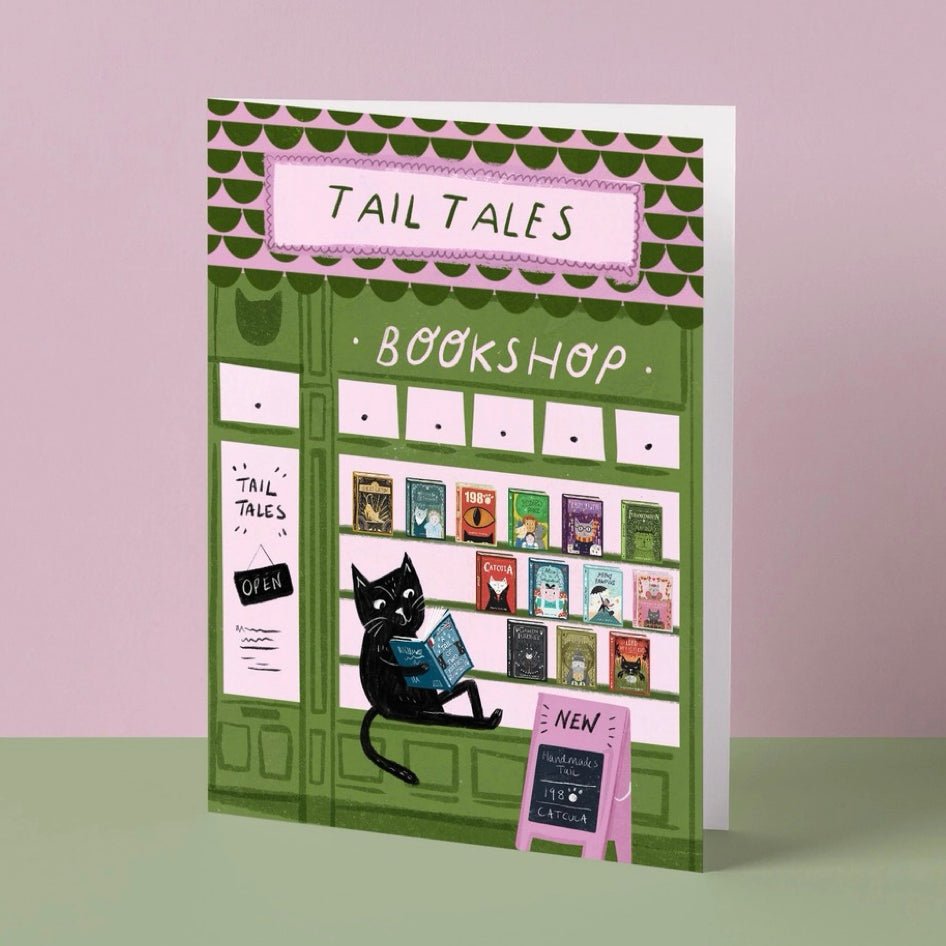 Wenskaart 'Tail Tales Bookshop' - Niaski - SuperMatique