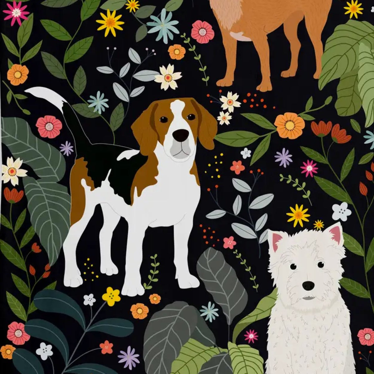 Theedoek met honden print - SuperMatique